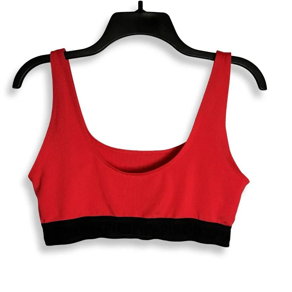 PINK Victoria's Secret Ultimate Sports Bra Womens L Red Black Logo Lined Workout